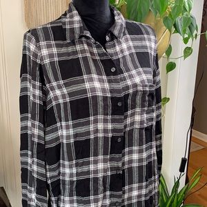 Black & White Flannel Shirt by Old Navy